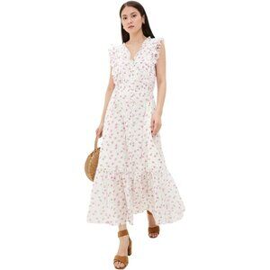 POLO Ralph Lauren Dress Womens Size 2 Multicolor Lilac Floral Buttoned Maxi